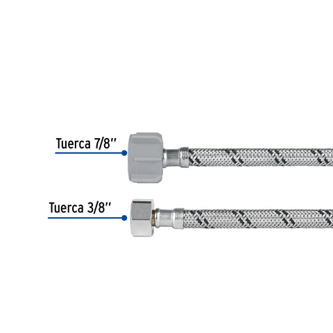 Manguera p/WC, acero inox, 3/8'x7/8', 35cm, plástico/latón | FWC-P35XL | 45499