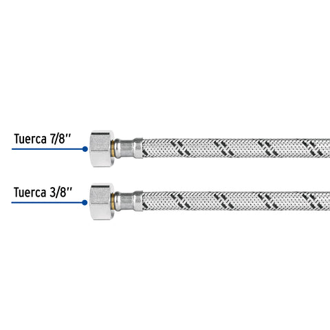 Manguera p/WC, acero inox, 3/8'x7/8', 40cm, latón/latón | FWC-40XL | 45502