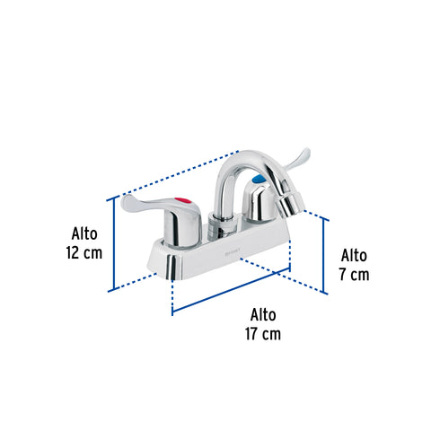 Mezcladora 4' lavabo, ABS, cuello curvo, palanca, BASIC | MP-050P | 45512