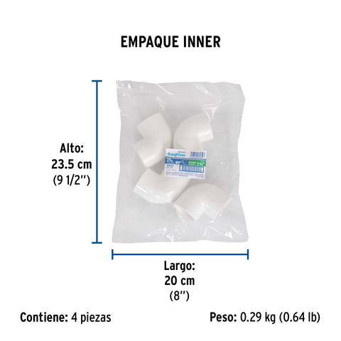 Codo 90° de PVC de 1-1/4', FOSET | PVC-564 | 45523