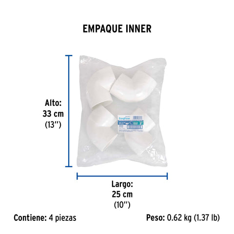 Codo 90° de PVC de 2', FOSET | PVC-566 | 45525