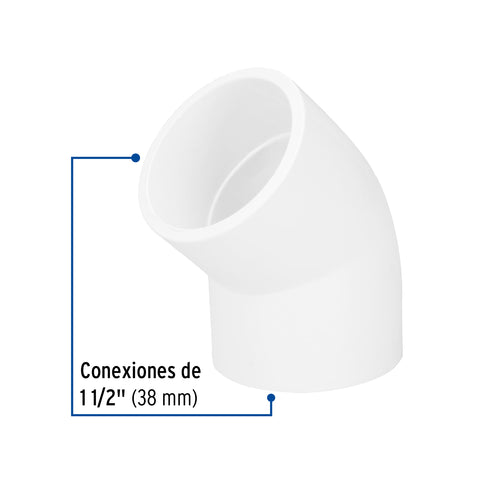 Codo 45° de PVC de 1-1/2', FOSET | PVC-865 | 45527