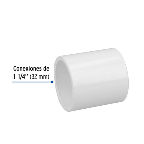 Cople de PVC cédula 40 de 1-1/4', FOSET | PVC-264 | 45529