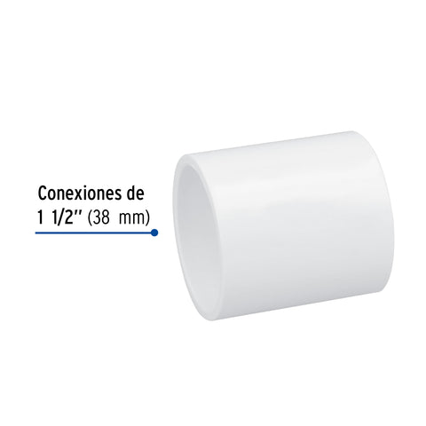 Cople de PVC cédula 40 de 1-1/2', FOSET | PVC-265 | 45530