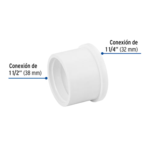 Reducción bushing de PVC 1-1/2 x 1-1/4', FOSET | PVC-235 | 45536