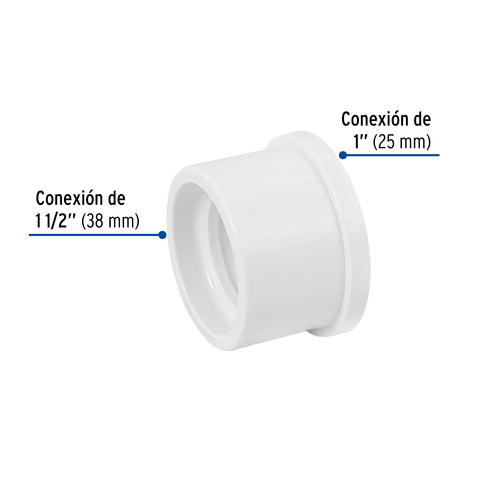 Reducción bushing de PVC 1-1/2 x 1', FOSET | PVC-236 | 45537