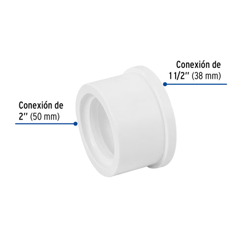 Reducción bushing de PVC 2 x 1-1/2', FOSET | PVC-237 | 45538