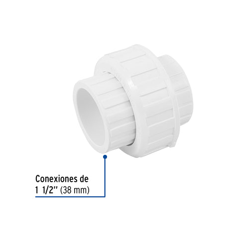 Tuerca unión lisa de PVC 1-1/2', FOSET | PVC-975 | 45543