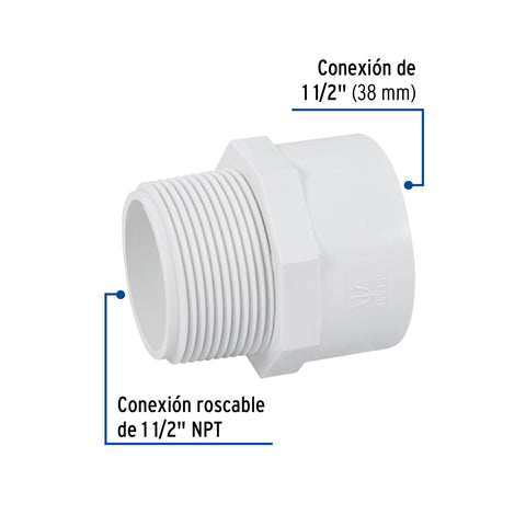 Adaptador macho de PVC de 1-1/2', FOSET | PVC-615 | 45546