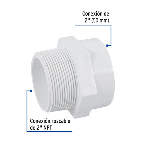 Adaptador macho de PVC de 2', FOSET | PVC-616 | 45547