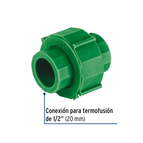 Tuerca unión PPR, plástica, 1/2', FOSET | CV-961 | 45556