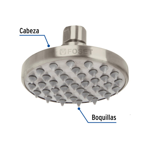 Regadera satín 4' plato redondo, sin brazo, FOSET ELEMENT | R-204SN | 45581
