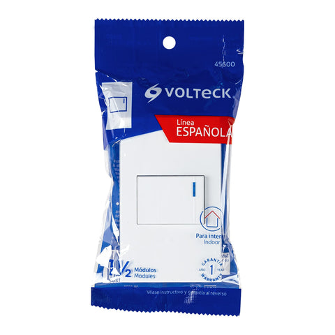 Placa armada 1 interruptor de 3vías, 1.5mód, Española,blanco | PA-APSE15-EEB | 45600