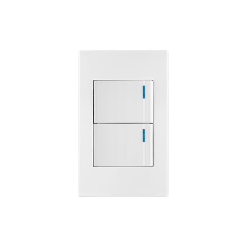 Placa armada 2interruptores 1de 3vías,1.5mod,Española blanco | PA-APDO15-EEB | 45601