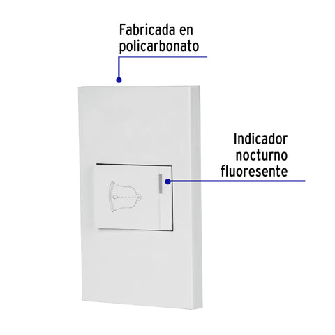 Placa armada 1 interruptor de timbre,1.5mod, Española,blanco | PA-TI-EB | 45604