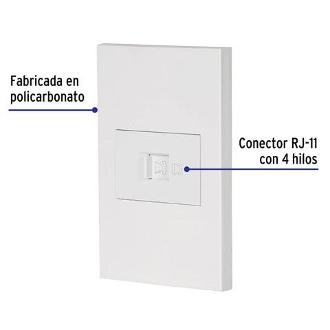 Placa armada 1 toma para teléfono, 1.5 mod, Española, blanco | PA-TE-EB | 45607