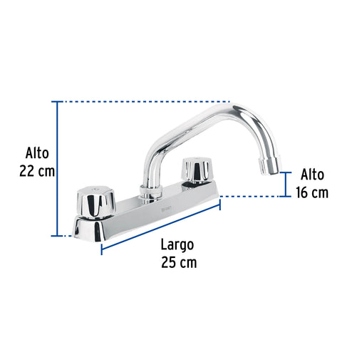 Mezcladora 8' fregadero cromo, cuello corto,compresión,BASIC | F-317-C | 45608