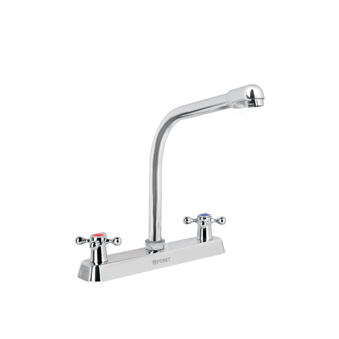 Mezcladora 8' fregadero cromo, cuello cobra, cruceta, BASIC | F-319E | 45613