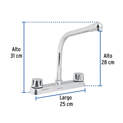 Mezcladora 8' fregadero cromo, cuello cobra,compresión,BASIC | F-319-C | 45614