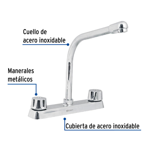Mezcladora 8' fregadero cromo, cuello cobra,compresión,BASIC | F-319-C | 45614