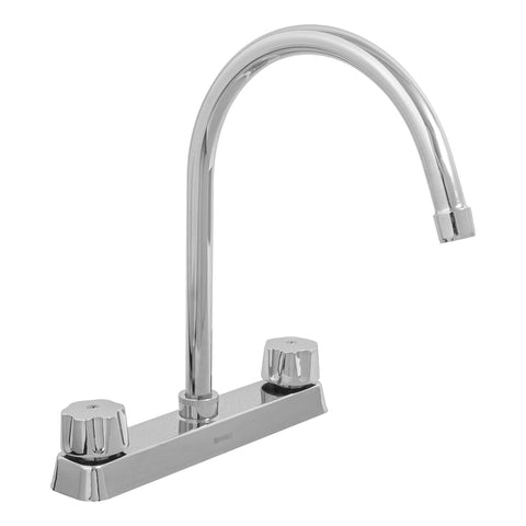 Mezcladora 8' fregadero cromo, cuello curvo,compresión,BASIC | F-320-C | 45616