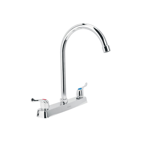 Mezcladora 8' fregadero cromo, cuello curvo, palanca, BASIC | F-320P | 45618