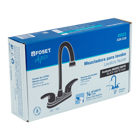 Mezcladora lavabo 4' negro, tipo bar, palanca, AQUA | AQM-62M | 45623