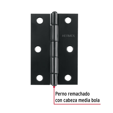 Bisagra rectangular 2-1/2' negra, HERMEX | BR-256 | 45635