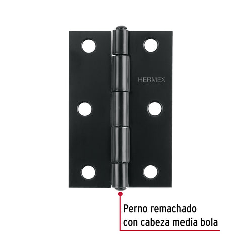 Bisagra rectangular 3-1/2' negra, HERMEX | BR-356 | 45637