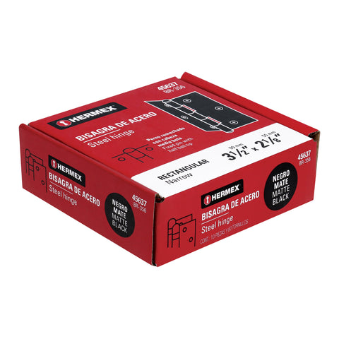 Bisagra rectangular 3-1/2' negra, HERMEX | BR-356 | 45637