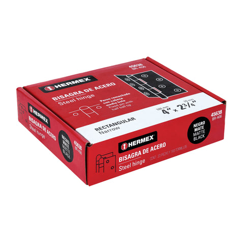 Bisagra rectangular 4' negra, HERMEX | BR-406 | 45638