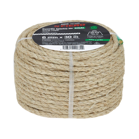 Piola de Sisal de 6 mm x 30 m natural, FIERO | PIO-630S | 45656