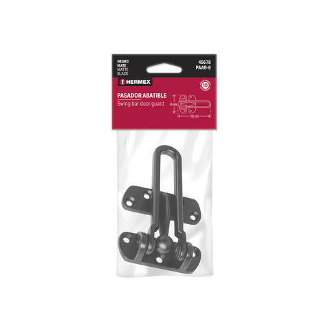 Pasador abatible para puerta, acabado negro, HERMEX | PAAB-6 | 45678