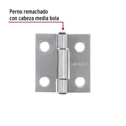 Bolsa con 2 bisagras rectangulares 1', acero pulido | BR-100B | 45681
