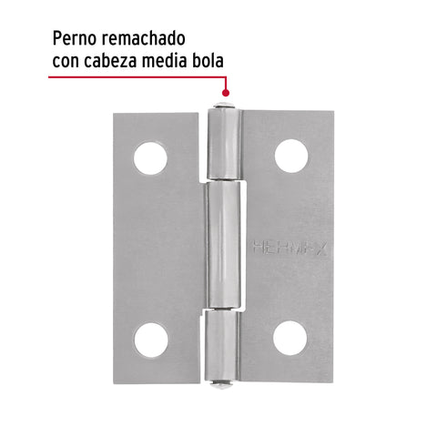 Bolsa con 2 bisagras rectangulares 1-1/2', acero pulido | BR-150B | 45682