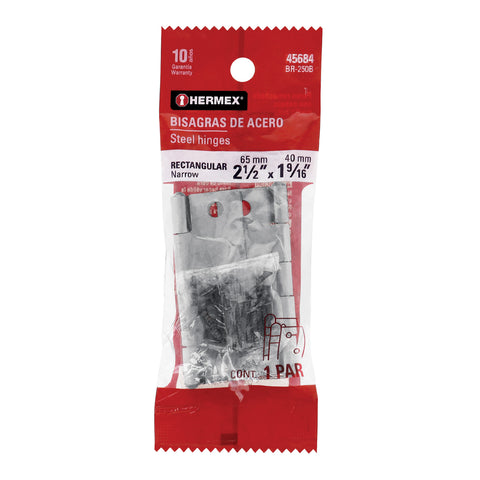 Bolsa con 2 bisagras rectangulares 2-1/2', acero pulido | BR-250B | 45684