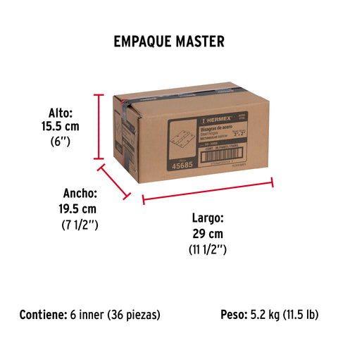 Bolsa con 2 bisagras rectangulares 3', acero pulido | BR-300B | 45685
