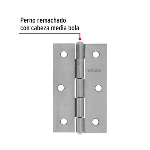 Bolsa con 2 bisagras rectangulares 3-1/2', acero pulido | BR-350B | 45686