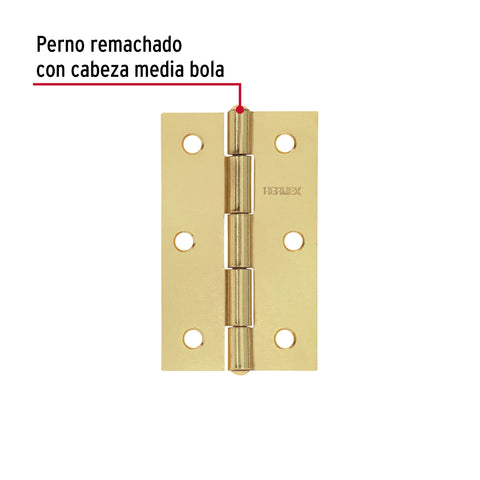 Bolsa con 2 bisagras rectangulares 3-1/2', acero latonado | BR-351B | 45689