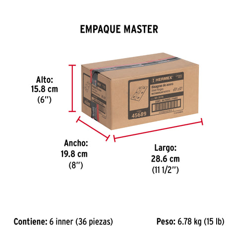 Bolsa con 2 bisagras rectangulares 3-1/2', acero latonado | BR-351B | 45689