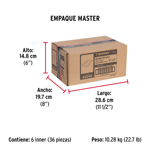 Bolsa con 2 bisagras rectangulares 4', acero latonado | BR-401B | 45690