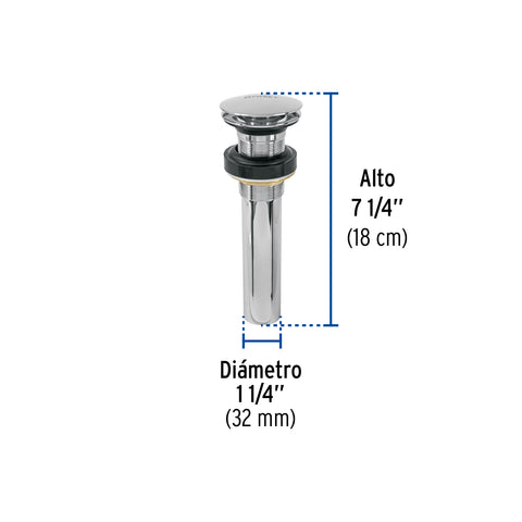 Contra p/lavabo, 1-1/4', sin rebosadero, hongo, latón, cromo | CE-226S | 45698