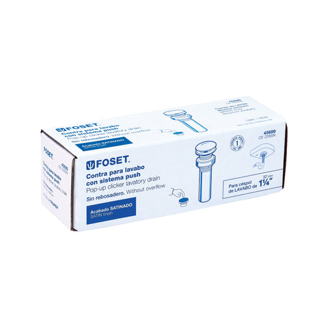 Contra p/lavabo, 1-1/4', sin rebosadero, hongo, latón, satín | CE-226SN | 45699