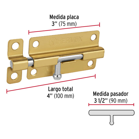 Pasador de barril de acero latón 4', HERMEX | PAS-41 | 45721