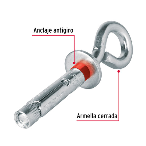 Caja con 100 taquetes expansivos 8x50 mm con armella cerrada | TAE-8X45CG | 45734