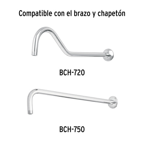 Regadera plato cuadrado 8' sin brazo, cromo, FOSET RIVIERA | R-308S | 45779