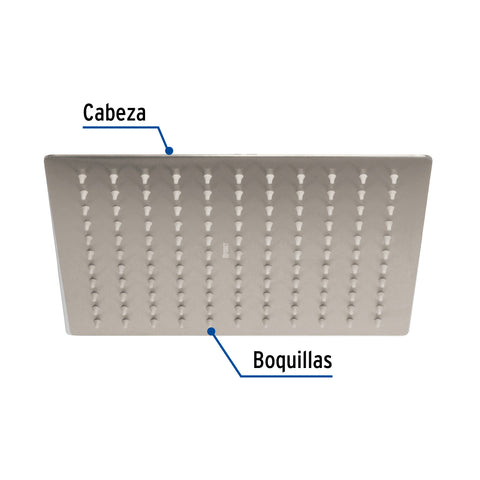 Regadera plato cuadrado 10' sin brazo, satín, FOSET RIVIERA | R-310SN | 45782