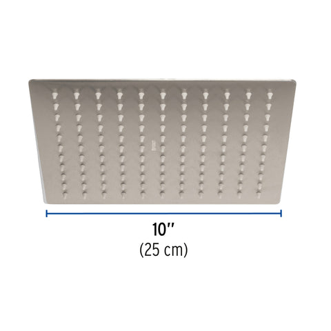 Regadera plato cuadrado 10' sin brazo, satín, FOSET RIVIERA | R-310SN | 45782
