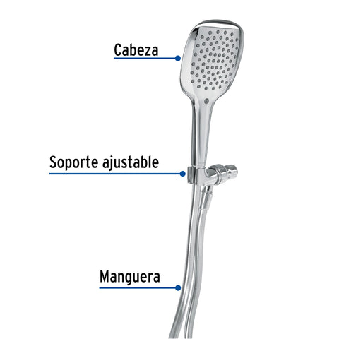 Regadera de teléfono con soporte, cromo, FOSET RIVIERA | R-013 | 45785