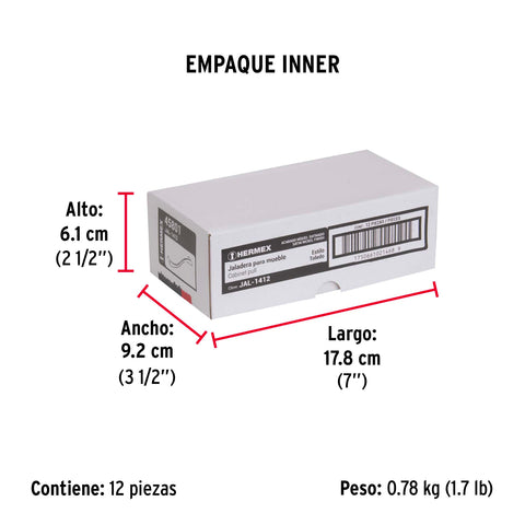 Jaladera de 128mm, línea Toledo, níquel, HERMEX | JAL-1412 | 45801